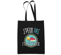 Tote Bag - Pâtisserie - Je peux pas - 10L - Coton biologique - Noir