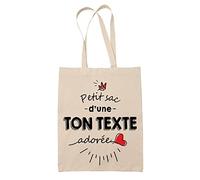 Tote Bag Personnalisable Petit Sac D’une Ton Texte Adorée | Sac De Plage Coton Cabas Réutilisable Prénom Nom Métier Personnalisé | Idée Cadeau Customisable Maitresse Femme