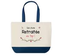 Tote bag - PLANETEE - Retraitée au Top - Fond bleu - Coton 40x45 cm - Grand format