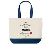 Tote bag - PLANETEE - Sac shopping fond bleu 'Mamé d'amour' - Coton 40x45 cm - Design graphique - Fabriqué en France