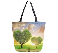 Tote Bag Spring Trees Shape Of Heart Meadow Sac A Main Réutilisable Sac De Plage Grande Capacité Sacs À Provisions Pour École Voyages Travail 40X50CM