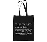 Tote Bag Synonyme Dieu/Déesse | Sac coton cabas réutilisable prénom nom métier personnalisé | Idée cadeau customisable