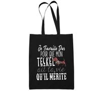 Tote Bag - Teckel - Noir - 10L - Coton Bio - Personnalisable