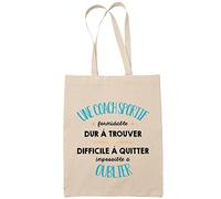 Tote Bag Une Coach sportif Formidable beige | Sac coton cabas réutilisable cadeau amie collègue de travail, départ retraite