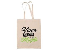 Tote Bag Vivre d’amour et de mojito | Bag | Idée Sac Tote Bag Cadeau Anniversaire Fête Original Famille Travail Départ Collègue Retraite