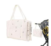 Tote de couches - grand sac d'organisateur en coton avec conception brodée et compartiments spacieux | Carrier caddie élégant pour les voyages, jours ouvrables, sorties quotidiennes, essentiels des no