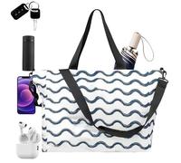 Tote de plage à fermeture éclair, grand sac de plage - Sac pliable portable à l'épreuve du sable - Zipper grand fourre-tout de plage, pochette tout utile pour les vacances, lunettes de soleil, bouteil