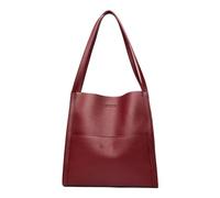 Tote Handbag Purses Simple Solid Color PU Leather Shoulder Bag Large Capacity Crossbody(Red)