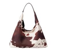 Tote Handbags for Women Animal Cow Pattern Soft Leather Cow Print PU Underarm Bag Large Capacity Slouchy Hobo Tote Bag Y2K Crescent Bags for Work School Shopping Travel Daily Use
