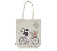 Totebag Chat avec un vélo - modèle avec un fond de 10CM - coton de très bonne qualité