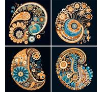 Totem abstrait Diamond Painting 4 Pack,5D DIY Diamant Painting Kit Complet Adulte et Enfant, DIY Loisirs Créatifs, Canevas Diamant et Perle Diamant Peinture Point pour Décoration Murale, 20x20cm