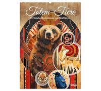 Totem-Tiere - Mythische Illustrationen von Krafttieren (Wandkalender 2026 DIN A2 hoch), CALVENDO Monatskalender: Krafttiere der Natur in einem kreativen Stil