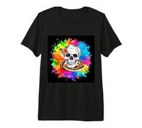 Toten Skull avec Un Serpent et Un Fond coloré T-Shirt Haut de Gamme