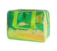 TotePrint Clear Star Grande trousse de maquillage et pochette de voyage avec poignée, matériau durable, design à fermeture éclair, idéal pour le maquillage, les essentiels de voyage, Vert