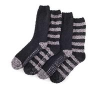 totes Double super doux rayé et uni chaussettes de lit - 2 paires - Hommes - Noir - taille unique
