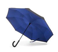 totes Le parapluie InBrella à fermeture inversée, Bleu roi/noir., Taille unique, Inbrella Parapluie à fermeture automatique avec crochet en J, coupe-vent et imperméable