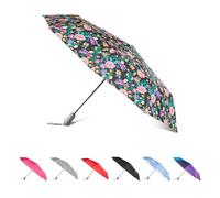 Totes Grand parapluie pliable InBrella recyclé avec technologie d'ouverture/fermeture automatique, noir, auvent de 109,2 cm, parapluie à bulles transparent