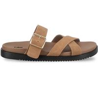 Totes Totes Brown Suede Cross Strap Sandals