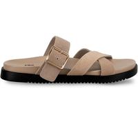 Totes Totes Cream Suede Cross Strap Sandals