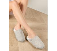 Totes Totes Grey Isotoner Ladies Marl Quilted Mule Slippers