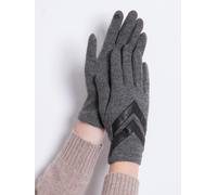 Totes Totes Grey Ladies Isotoner Wool Knit Winter Gloves with Smartouch and Chevron
