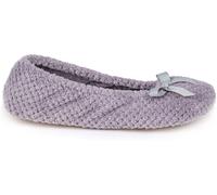 Totes Totes Grey Popcorn Terry Ballet Slippers with Cushioned Comfort