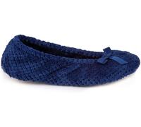 Totes Totes Navy Popcorn Terry Ballet Slippers with Cushioned Comfort