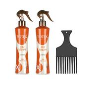 Totex Lot de 2 sprays de conditionnement en spray 2 phases | Après-shampoing sans rinçage | Démêlant pour cheveux secs et abîmés 400 ml + styler les doigts (lait)