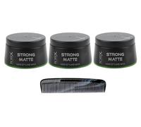 TOTEX Lot de 3 pots de cire coiffante I Hair Styling Wax 150 ml I Plus peigne de poche marbré I Trouvez votre look I (3 pièces fruitées, 3 mates fortes)