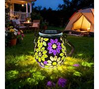 TOTHDATE 1 lampe solaire en mosaïque ovale pour l'extérieur, en verre On/Off Mosaïque - Lampe de table à suspendre - Étanche IP65 - Pour pelouse, chemin, cour, terrasse, sol, étang, fleurs et mosaïque