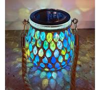 TOTHDATE 1 pièce Mosaïque solaire ovale pour l'extérieur, marche/arrêt en verre lampe solaire table IP65 étanche pour pelouse, chemin, cour, sol étang