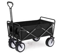 TOTIKI Chariot De Jardin Caddie Résistant Se Pliant De Chariot De Chariot De Jardin pour La Plage Extérieure De Camping avec 4 Roues Chariot Transport(Black)