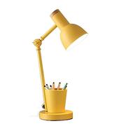 TOTIKI Lampe Bureau Lampe De Table Chevet Enfichable, Bureau Protection des Yeux 9 W avec Porte-Stylo, Lecture Et d'apprentissage pour Étudiants, Lumière Chaude Protection Yeux(Yellow,Dimmer Switch)