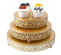 TOTIKI Presentoir Gateau Lot De 3 Présentoirs À Gâteaux Et Desserts Ronds Stand Gâteaux(Gold)