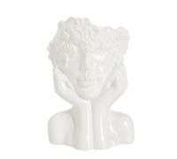 TOTIKI Vase Fleur Vase en Céramique Blanche pour Visage, Forme Féminine, Tête, Demi-Corps, Buste, Minimalisme Féministe, Décoratif Décoration