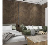 TOTIO Papier peint béton marron foncé à décoller et à coller - Rouleau de papier peint industriel vintage sans bulles - 40,6 x 198,1 cm - Design mat épais et imperméable - Autocollant mural en vinyle