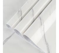 TOTIO Papier Peint Blanc Apparence Marbre Auto adhésif Rouleau de Papier Peint Vinyl Wrap 3D Effet Granit Papier de Contact Lisse Brillant épais 60CMx9M Sticker de Meuble Imperméable DIY Sticker Mural