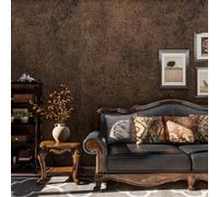 TOTIO Papier peint extra large - Aspect béton - En vinyle - Imperméable - Marron foncé mat - Épais - Sans bulles - Style industriel métallique - 80 cm x 8 m