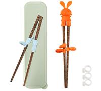 Totken 2 paires de baguettes d'apprentissage en bois pour enfants/débutants gauchers ou droitiers - avec boîte portable