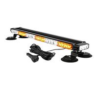 TOTMOX 1pcs 12V Car 54 LED Barre Lumineuse stroboscopique Double Face pour camions de véhicules d'urgence, Flash d'avertissement d'urgence à Haute intensité avec Base magnétique Jaune et Blanc