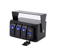 TOTMOX 3 Gang 12V-24V Panneau d'interrupteur à bascule avec 4.8A Dual USB Fast Charge/Quick Charge 3.0 Ports, Panneau de commutateur universel pour Marine Boat Truck Car