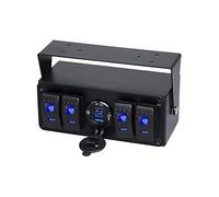 TOTMOX 4 Gang 12V-24V Panneau d'interrupteur à bascule avec 4.8A Dual USB Fast Charge/Quick Charge 3.0 Ports, Panneau de commutateur universel pour Marine Boat Truck Car