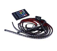 TOTMOX 4pcs 12V Voiture LED RVB Ambiance Décorative Néons Bandes Underglow, Télécommande Bandes Flexibles avec Mode de Contrôle de la Musique