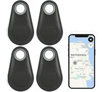 TOTMOX 4X Smart Finder Key Tracker Localisateur Bluetooth sans Fil Smart tag Samsung Télécommande pour Enfant Localisation Téléphone Clés Portefeuilles Bagages Article Finder, Airtag Android Noir