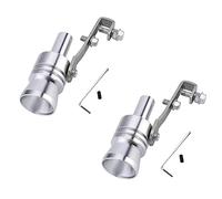 TOTMOX Alliage d'aluminium XL Taille Universel Turbo Son Échappement Silencieux Tuyau Sifflet Voiture Roar Maker, 2Pcs Argent