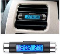 TOTMOX Car Electronic Clock Thermomètre 2en1-Lumineux, Rétro-éclairage Clip-on Clock 2 Automotive Digital AU Monitor Car in1 Thermometer LCD