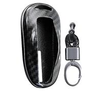 TOTMOX Coque de clé de voiture en fibre de carbone noire - Compatible avec Tesla Model S - Avec porte-clés