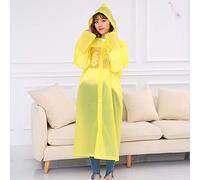 TOTMOX EVA Translucide Long Manteau de Pluie pour Adulte avec Chapeau, Imperméable Coupe-Vent Poncho Housse de Pluie pour Femme et Homme, Jaune