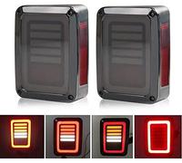 TOTMOX Feux arrière à LED, 1 paire de feux arrière de voiture Version Euro 9-32 V LED Feux de freinage clignotants gauche + droite Compatible avec Wrangler JK 07-17