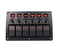 TOTMOX Panneau combiné de commutateur universel 12-24V 6Gang pour caravane de yacht marin de bateau, panneau de commutateur LED étanche aux éclaboussures